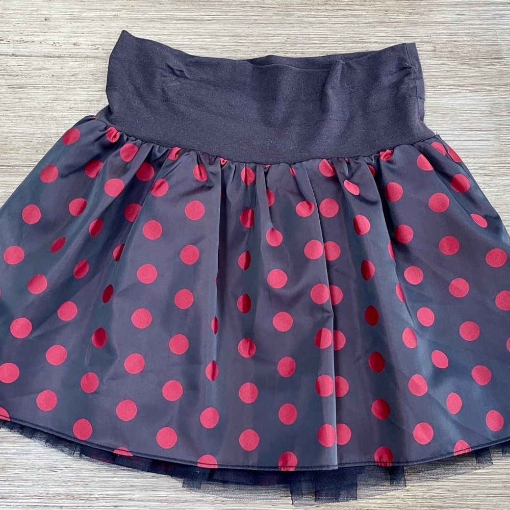NAVY and RED POLKA DOT SKIRT WITH TULLE!